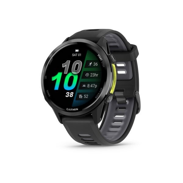 Garmin Forerunner® 970 titanová luneta Carbon Grey DLC, pouzdro Black a  silikonový řemínek Black/White 010-02969-10