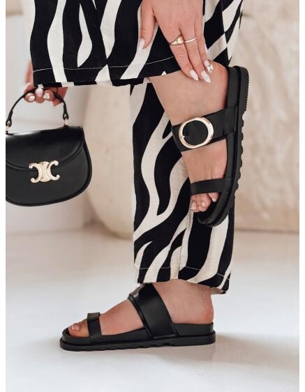 Dámské pantofle s přezkami KISSWALK černé