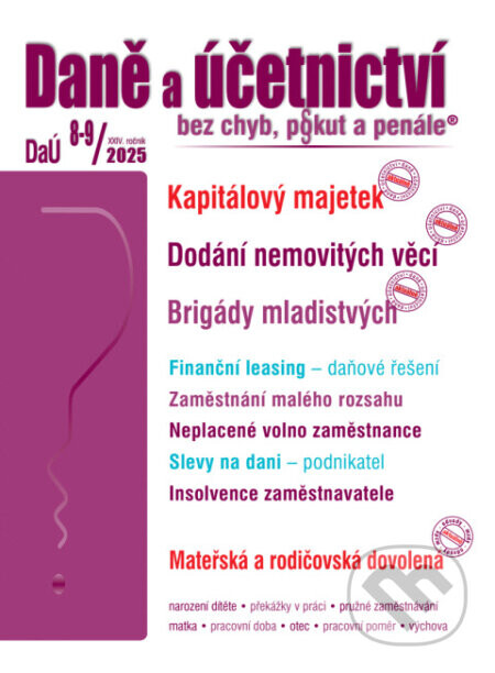 Daně a účetnictví bez chyb, pokut a penále č. 8-9 / 2025 - Kapitálový majetek - Poradce s.r.o.