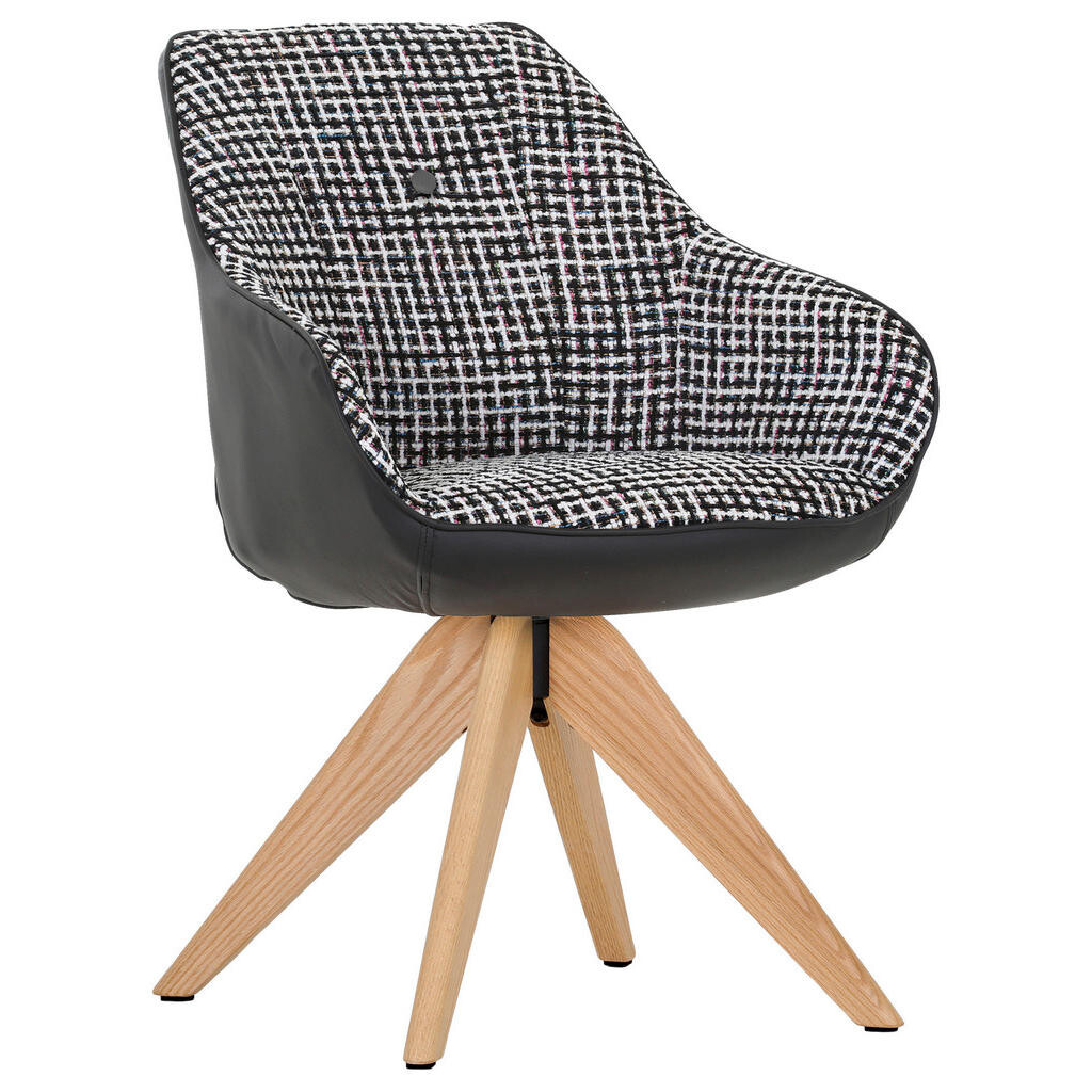 Novel ŽIDLE S PODRUČKAMI, žinylka, vzhled kůže, černá, bílá, barvy dubu