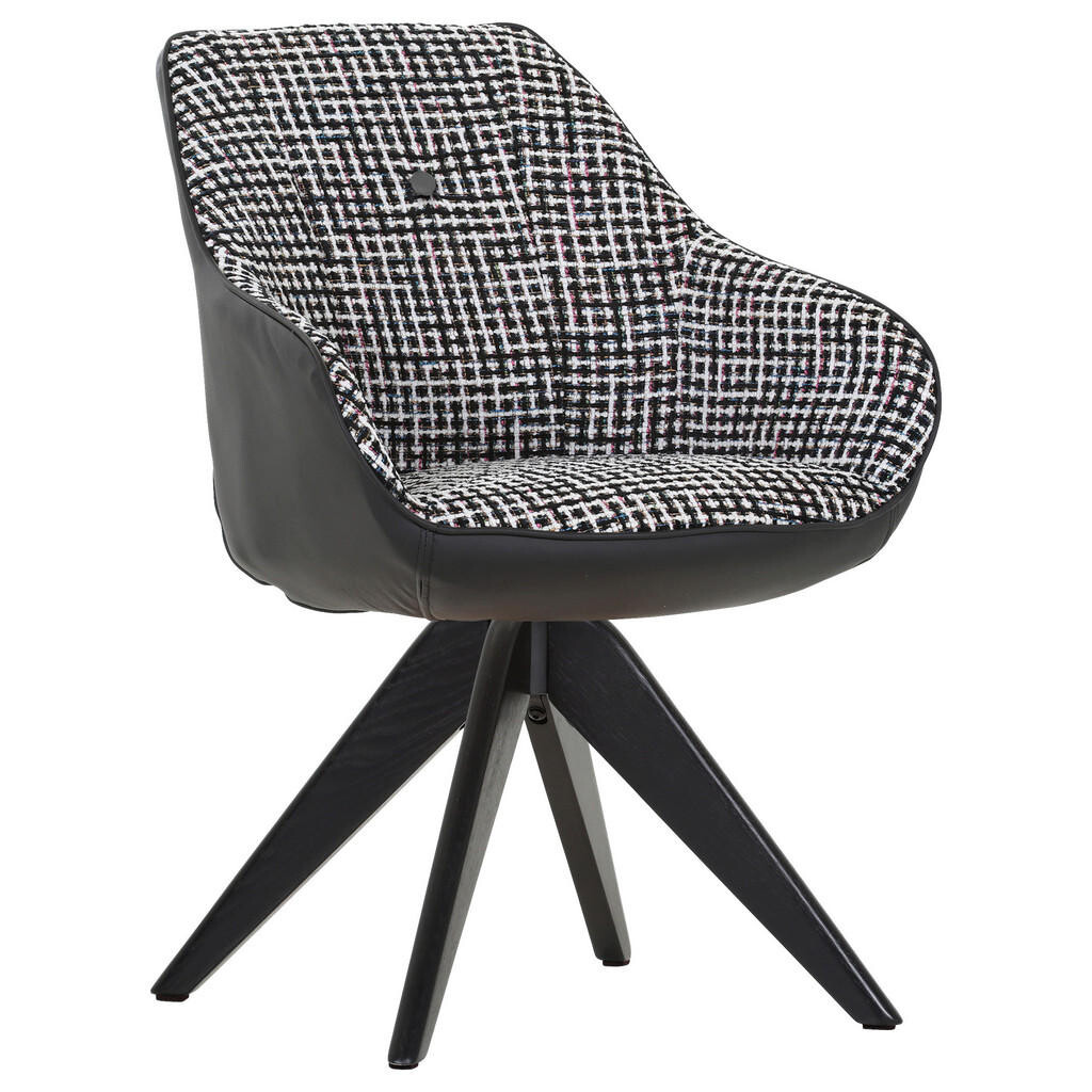 Novel ŽIDLE S PODRUČKAMI, žinylka, vzhled kůže, černá, bílá