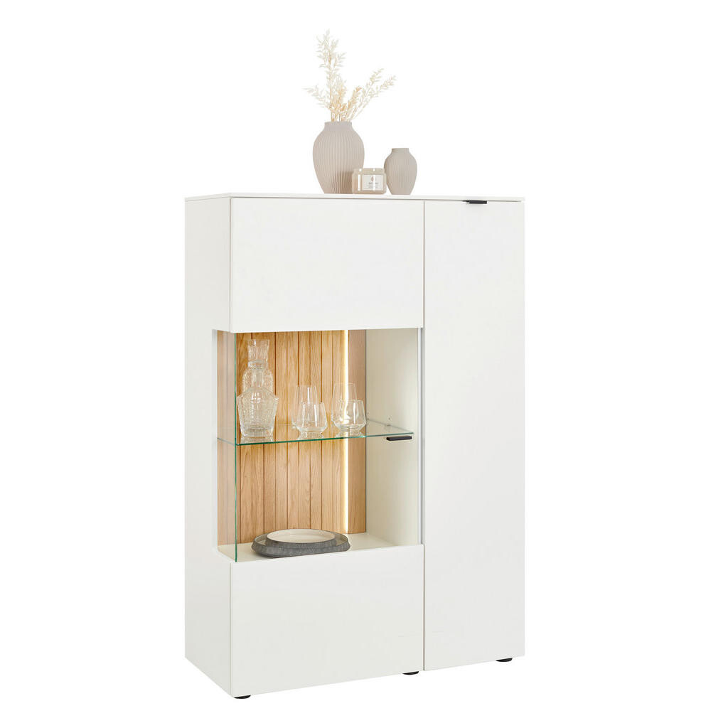 Novel VYSOKÁ KOMODA, divoký dub, bílá, barvy dubu, 95/139,6/42 cm