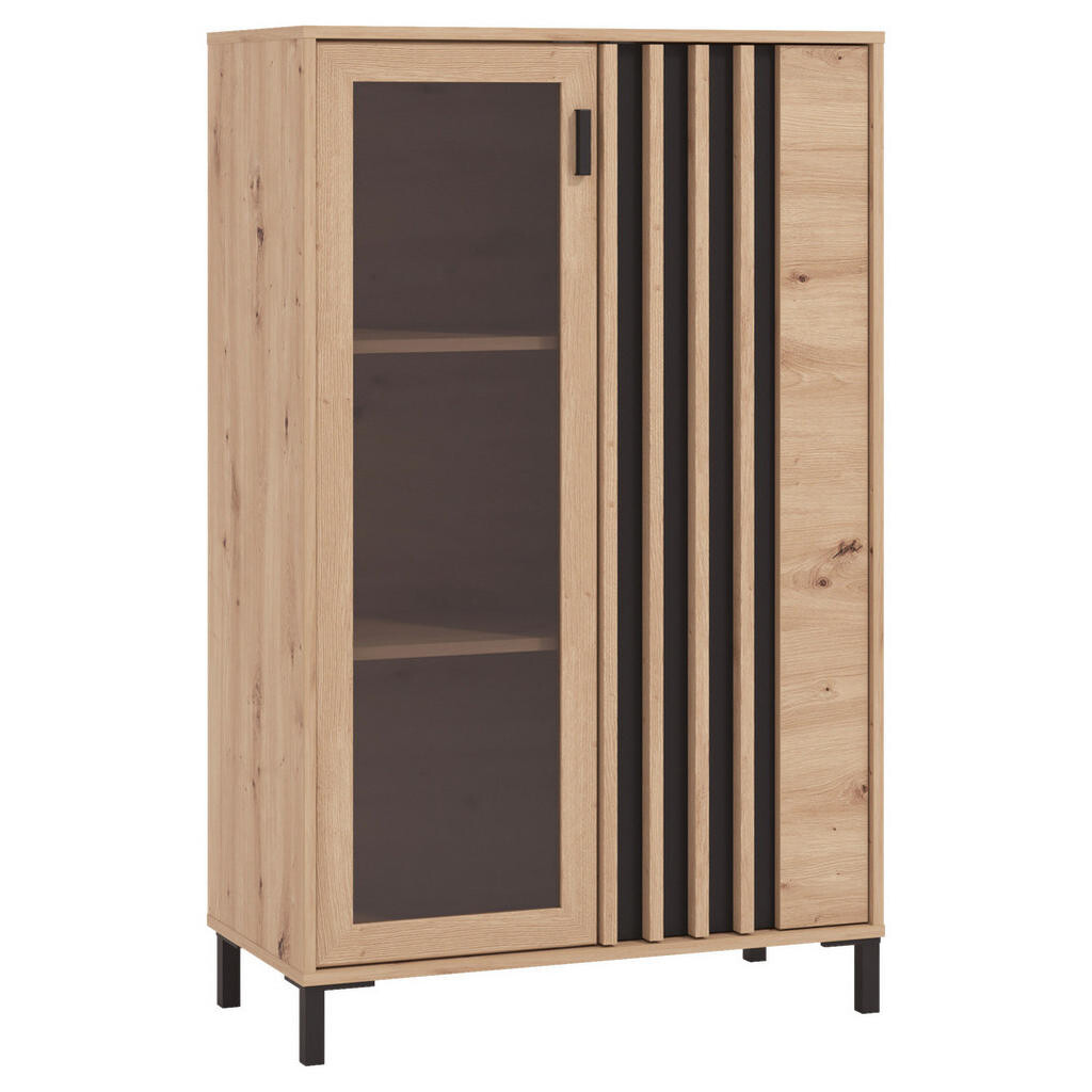 Hom`in VITRÍNA, černá, dub artisan, 80/128,6/40 cm