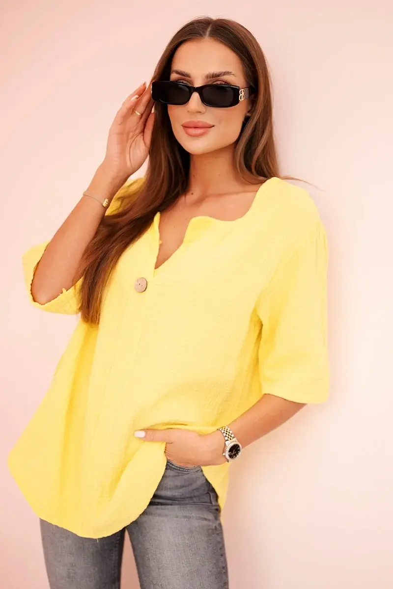 Kesi Włoski Dámská mušelínová košile s knoflíkem žlutý