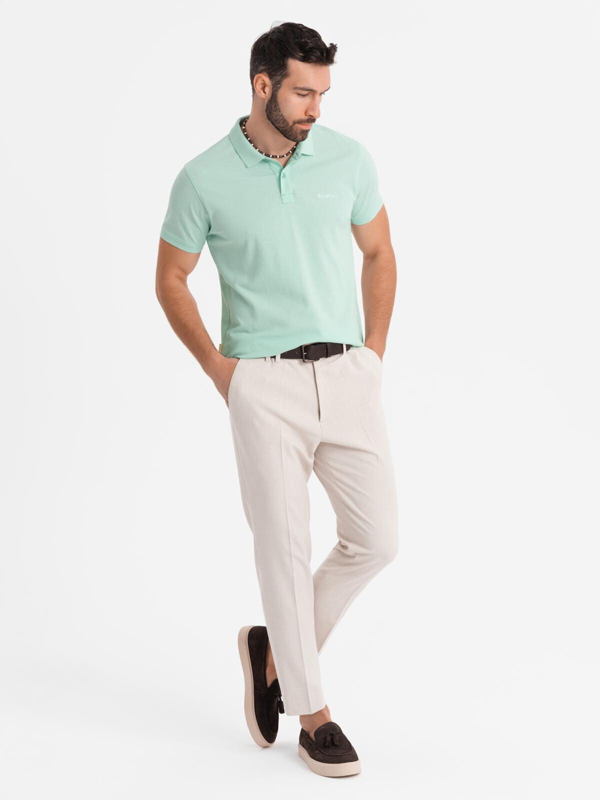 Ombre Cotton pique knit polo shirt - mint