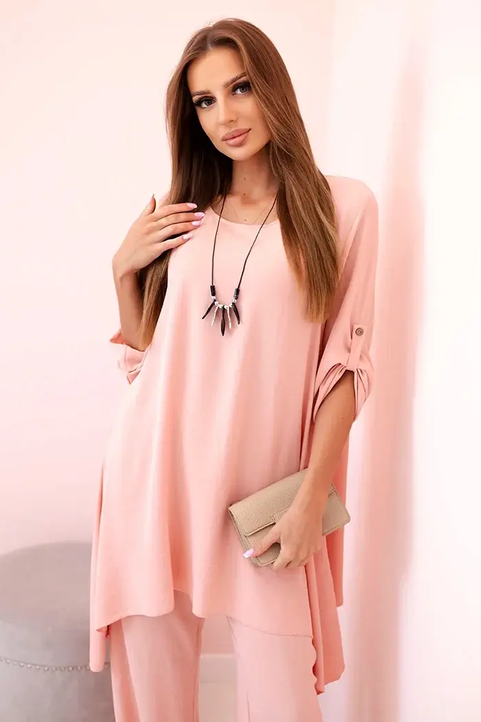 Kesi Włoski Sada halenky + kalhot s přívěskem tmavě pudrově růžová