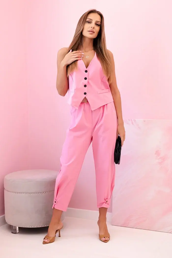 Kesi Włoski Set vesta + kalhoty světle růžová