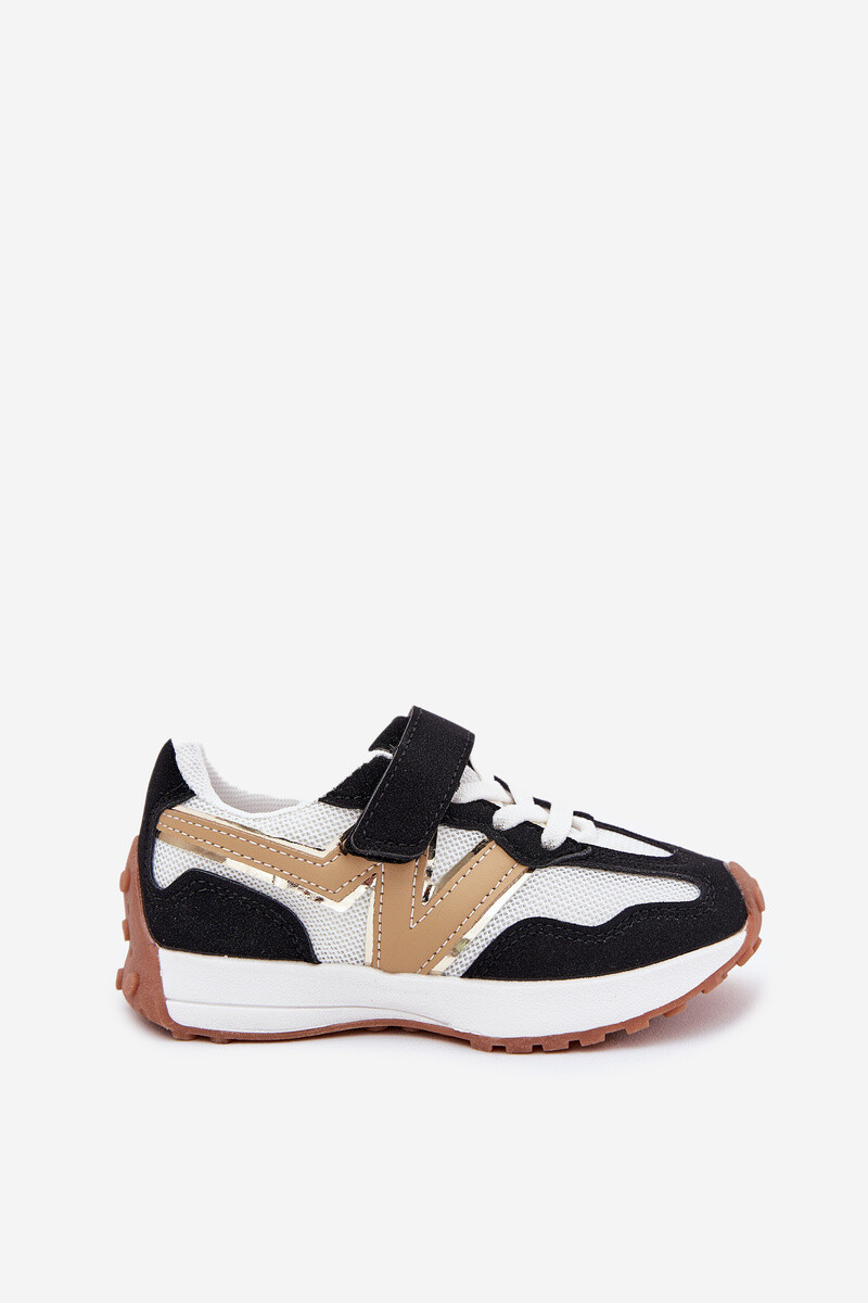 Boto Dětské tenisky na suchý zip bílou-černé Tezzu