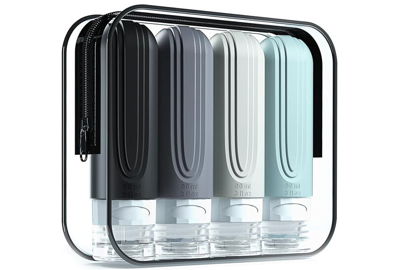 Cestovní lahvičky do letadla na kosmetiku - sada s taštičkou