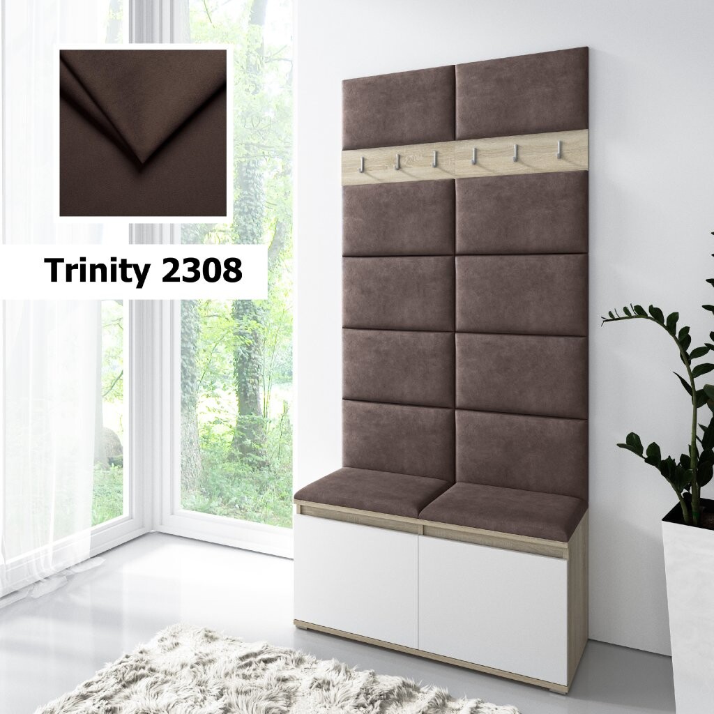 Eka Předsíňová stěna s čalouněnými panely Trinity 1 - Bílá sonoma / Tmavě Hnědá 2308