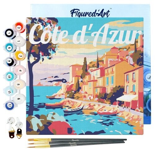 Mini malování podle čísel - Travel Poster COTE d'AZUR 20 x 20 cm na rámu