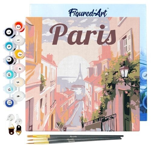 Mini malování podle čísel - Travel Poster PARIS 20 x 20 cm na rámu