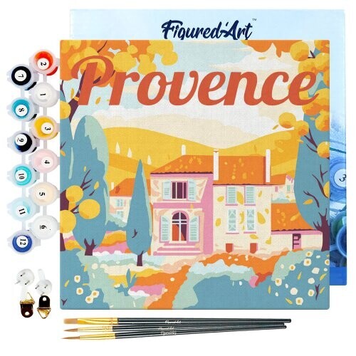 Mini malování podle čísel - Travel Poster PODZIM V PROVENCE 20 x 20 cm na rámu