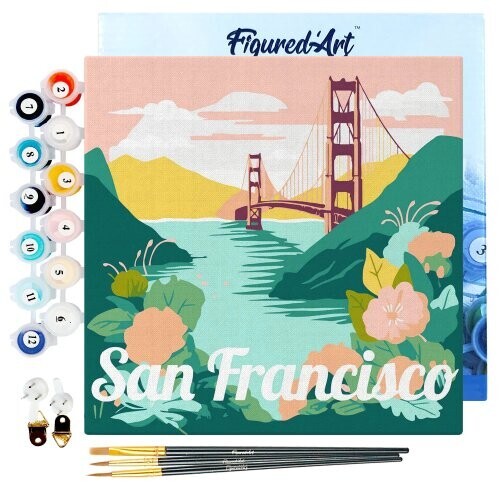Mini malování podle čísel - Travel Poster SAN FRANCISCO 20 x 20 cm na rámu
