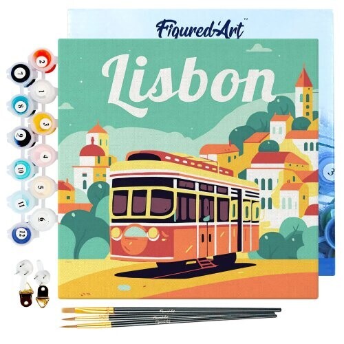 Mini malování podle čísel - Travel Poster LISABON 20 x 20 cm na rámu