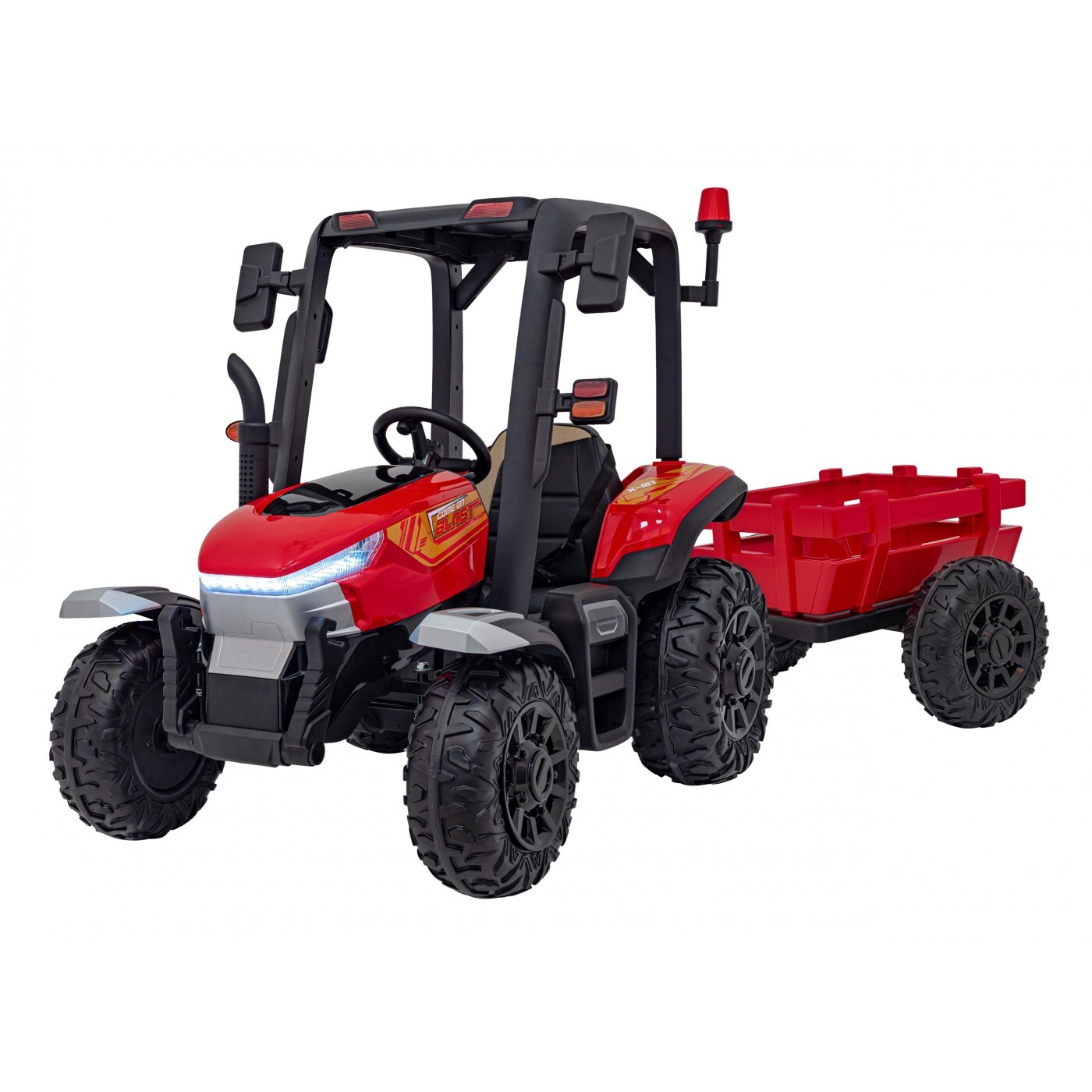 mamido Dětský elektrický traktor BLAST s přívěsem 2x200W červený