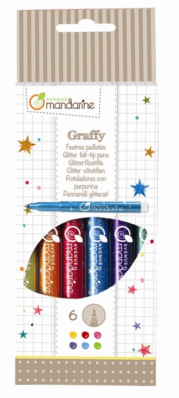 Avenue Mandarine Avenue Mandarine, CC029, sada popisovačů, glitter, 6 ks