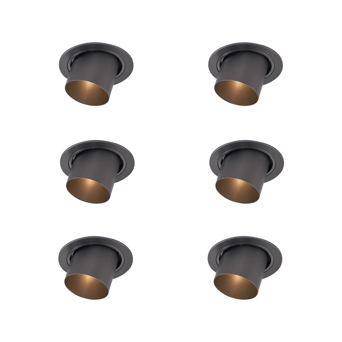 Set van 6 moderne inbouwspots gunmetal GU10 50mm rond kantelbaar - Installa