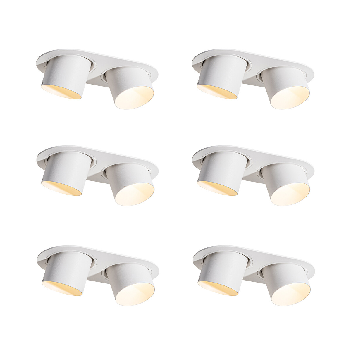 Set van 6 inbouwspots wit GU10 70mm kantelbaar 2-lichts - Installa