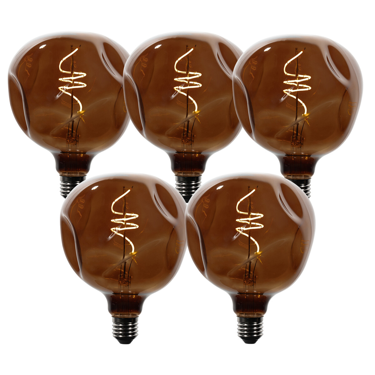 Sada 5 stmívatelných LED žárovek E27 T125 hnědá 4W 120 lm 1800K