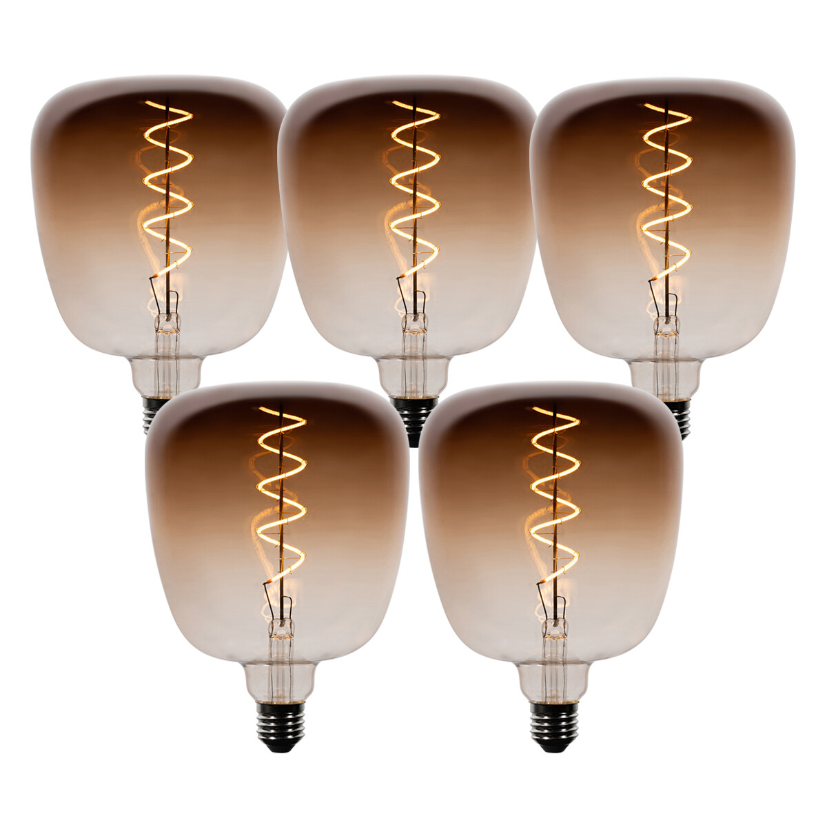 Sada 5 stmívatelných LED žárovek E27 G140 hnědá 4,9W 110 lm 1800K