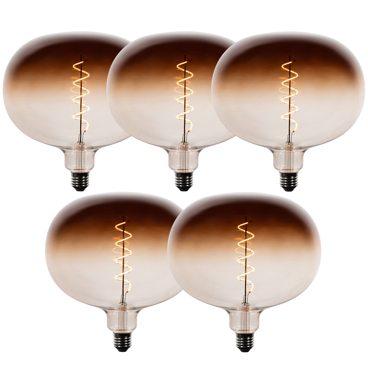 Sada 5 stmívatelných LED žárovek E27 G220 hnědá 4,9W 130 lm 1800K