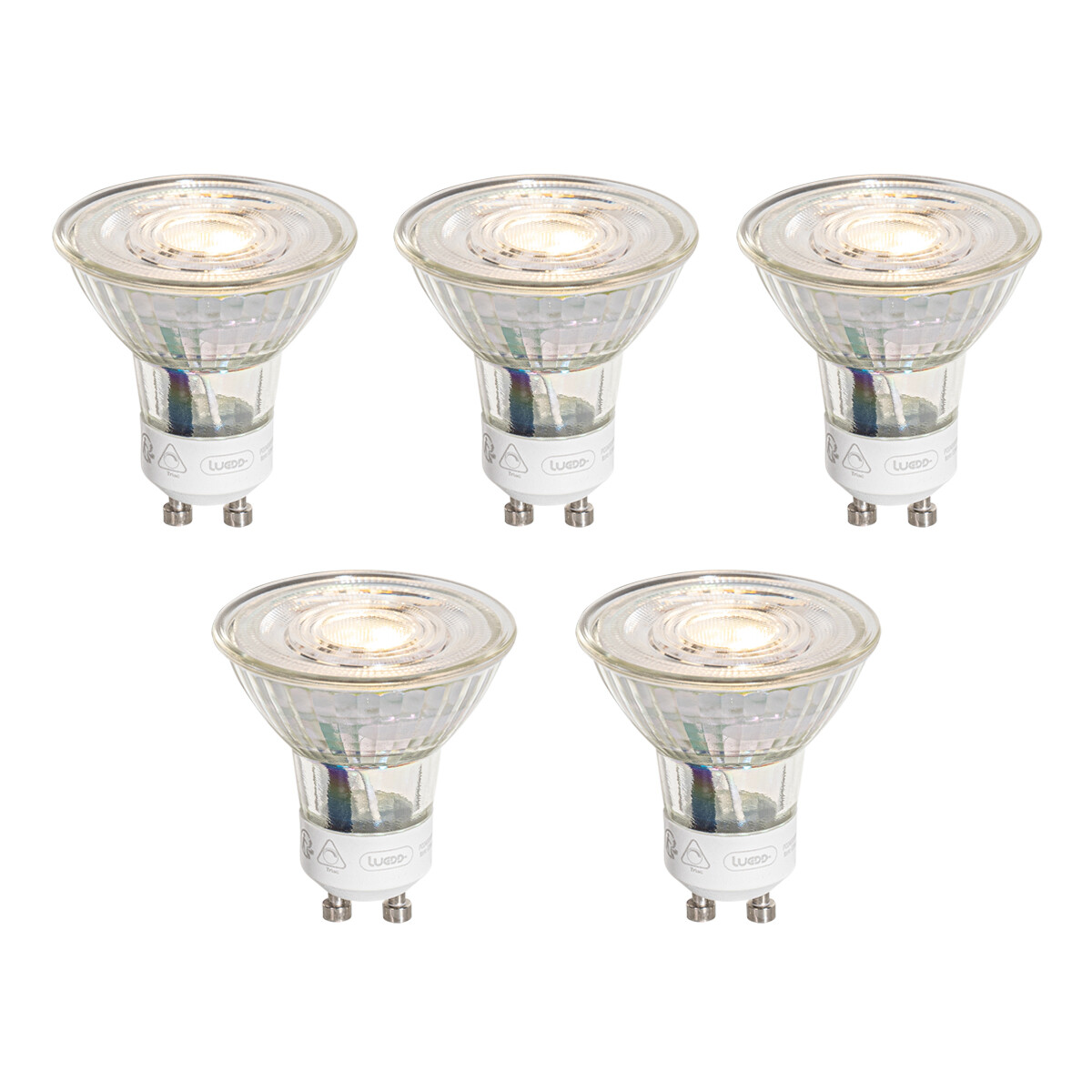 Set van 5 GU10 50mm 3-staps dimbaar in Kelvin LED lampen helder 4.9W 450 lm 2000-2700K