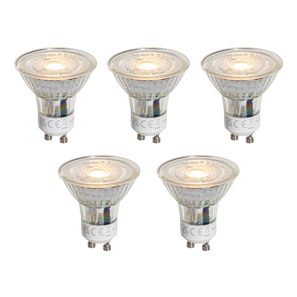 Set van 5 GU10 50mm LED lampen helder 1W 80 lm 2200K