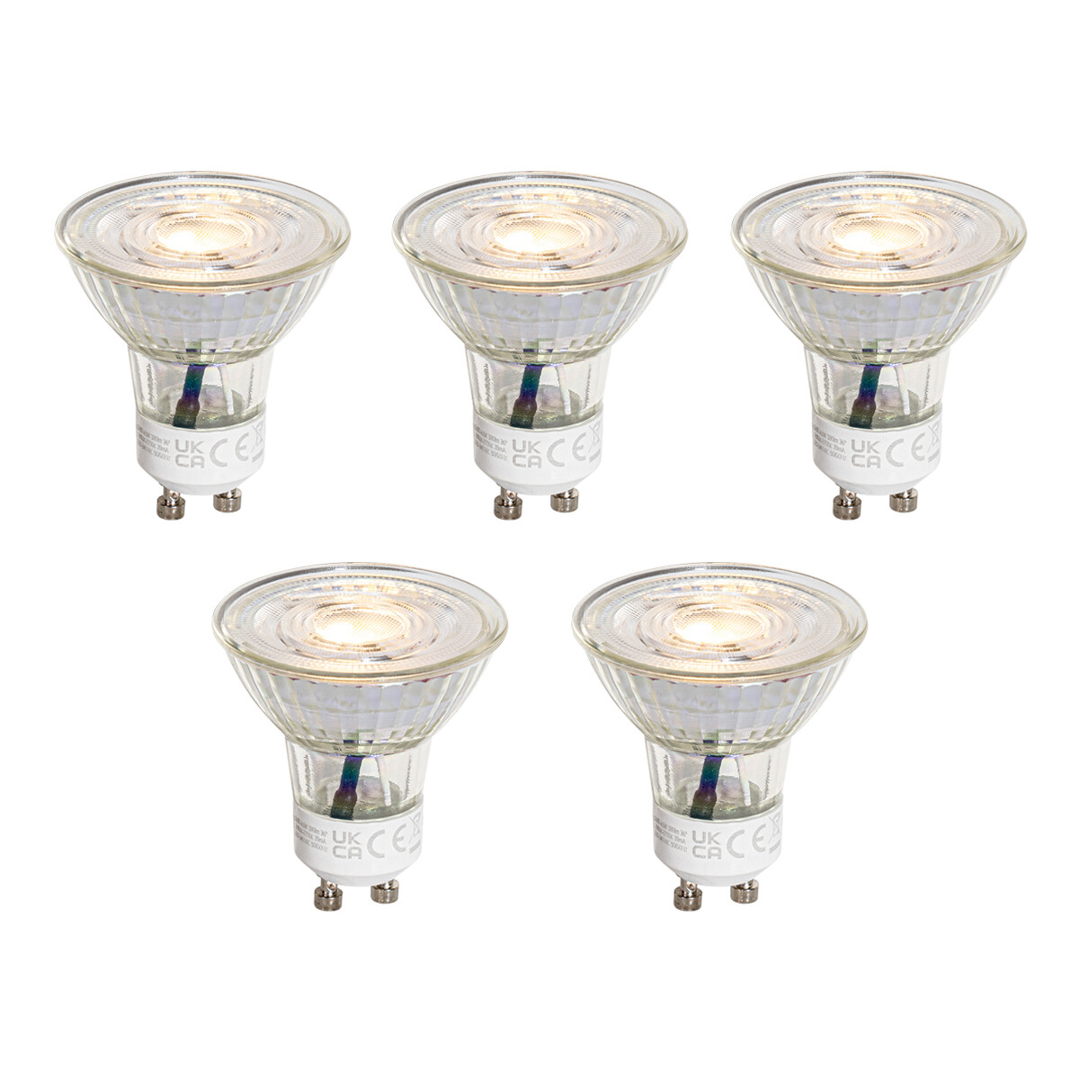 Set van 5 GU10 50mm 3-staps dimbaar in Kelvin LED lampen helder 4.5W 380 lm 2000-2700K