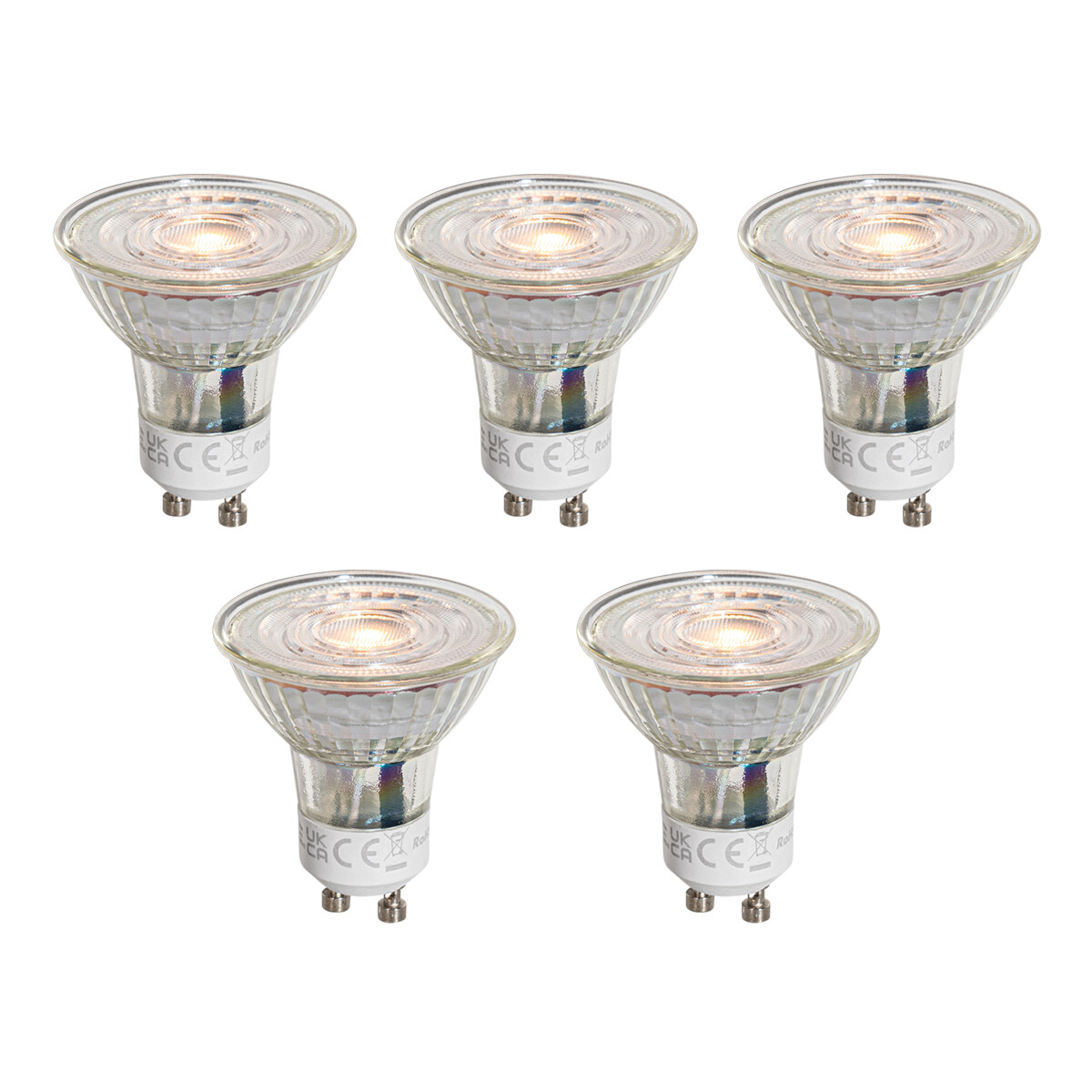 Set van 5 GU10 50mm LED lampen helder 4.5W 360 lm 2700K