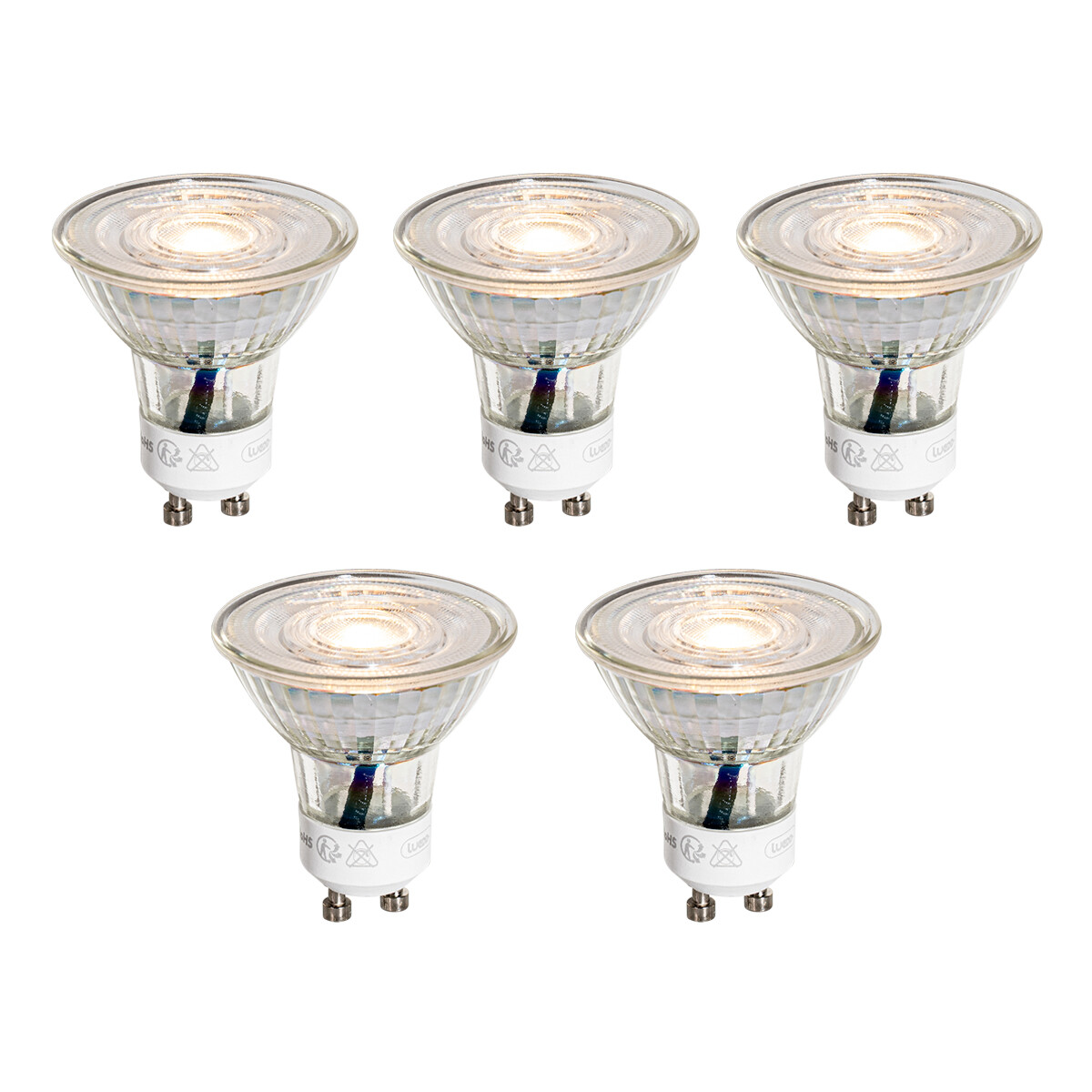 Set van 5 GU10 50mm LED lampen helder 4.9W 450 lm 3000K