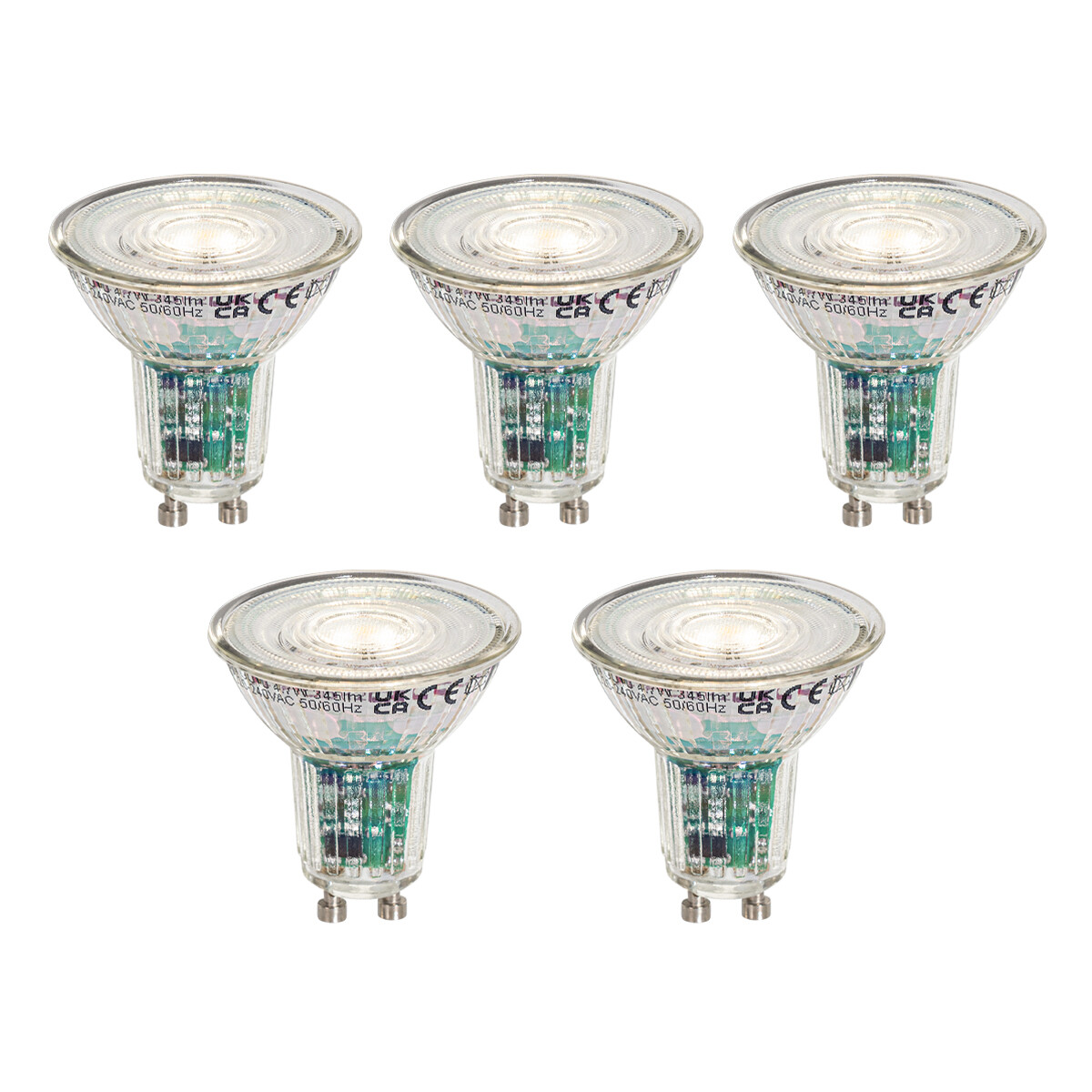 Set van 5 Smart GU10 50mm LED lampen helder 4.7W 345 lm 2200-4000K
