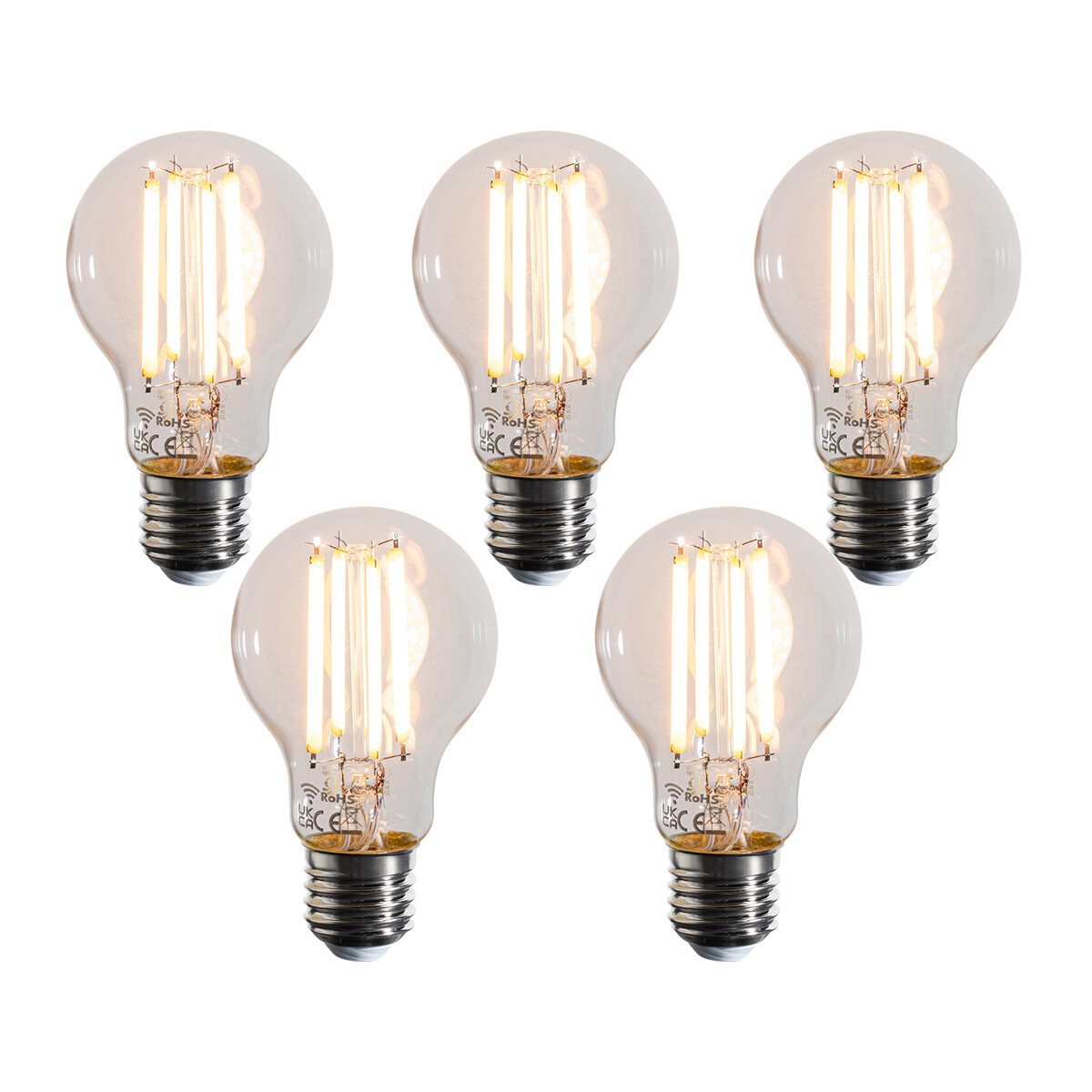 Set van 5 Smart E27 dimbaar in Kelvin LED lampen A60 helder 7W 806 lm 1800-3000K