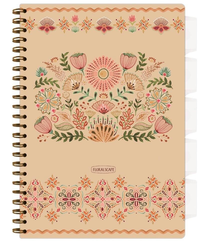 Spirálový sešit A4 s pořadačem Floral Scape