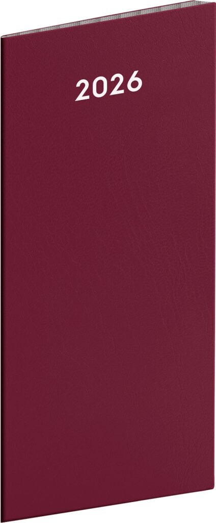 Diář 2026: Vínový - plánovací měsíční, kapesní 8 x 18 cm