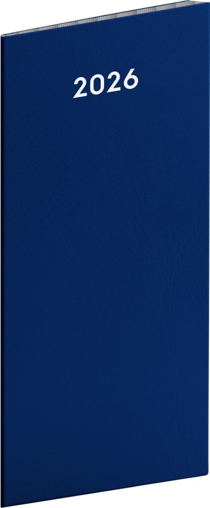 Diář 2026: Modrý - plánovací měsíční, kapesní 8 x 18 cm