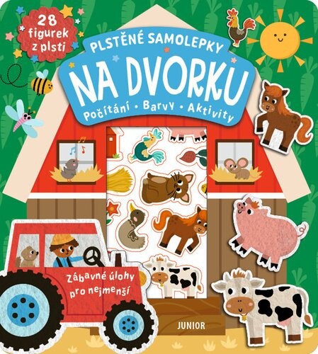 Plstěné samolepky Na dvorku + 28 figurek z plsti