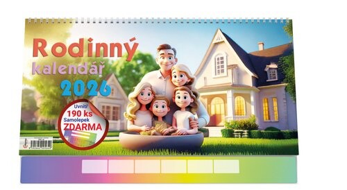 Rodinný kalendář se samolepkami 2026 - stolní kalendář