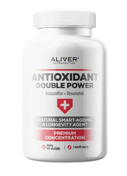 ALIVER NUTRACEUTICS Antioxidant Double Power, Astaxanthin+Resveratrol 60 kapslí