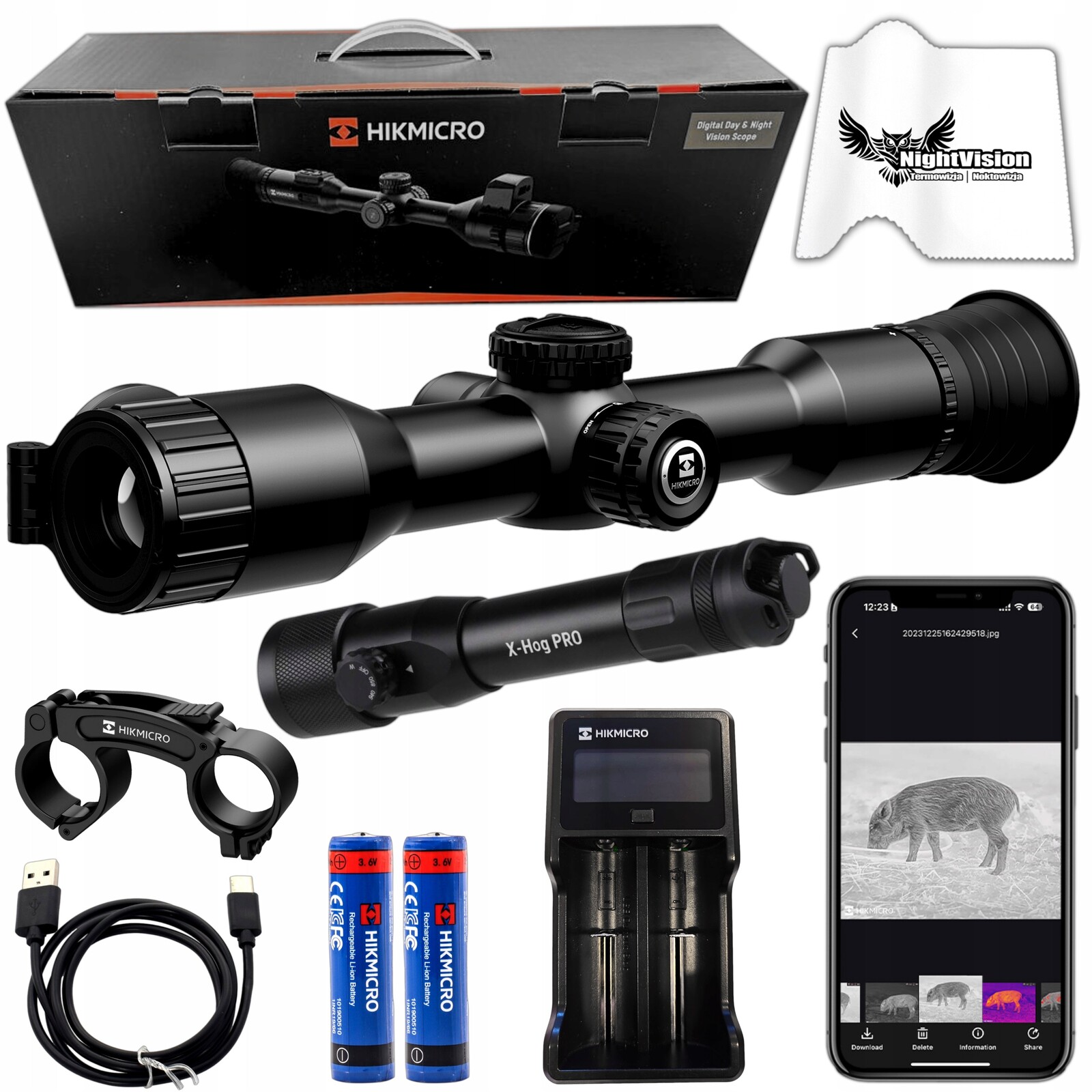 Noční vidění Hikmicro Alpex A40E 4K Lite iluminátor X-Hog Pro 3v1