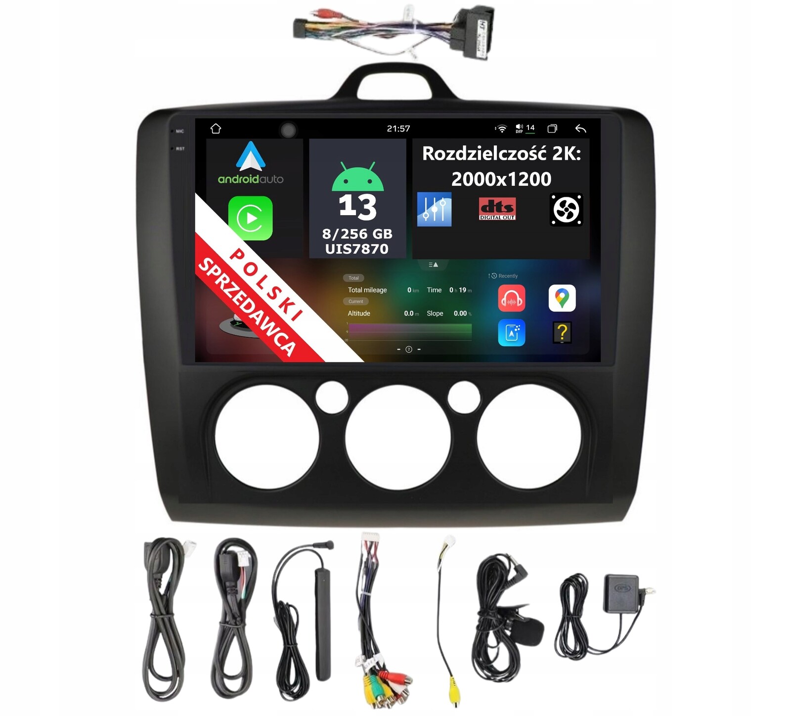 Navigace Rádio 2DIN Android Ford Focus MK2 8/256 Gb Carplay Dsp Dts Lte