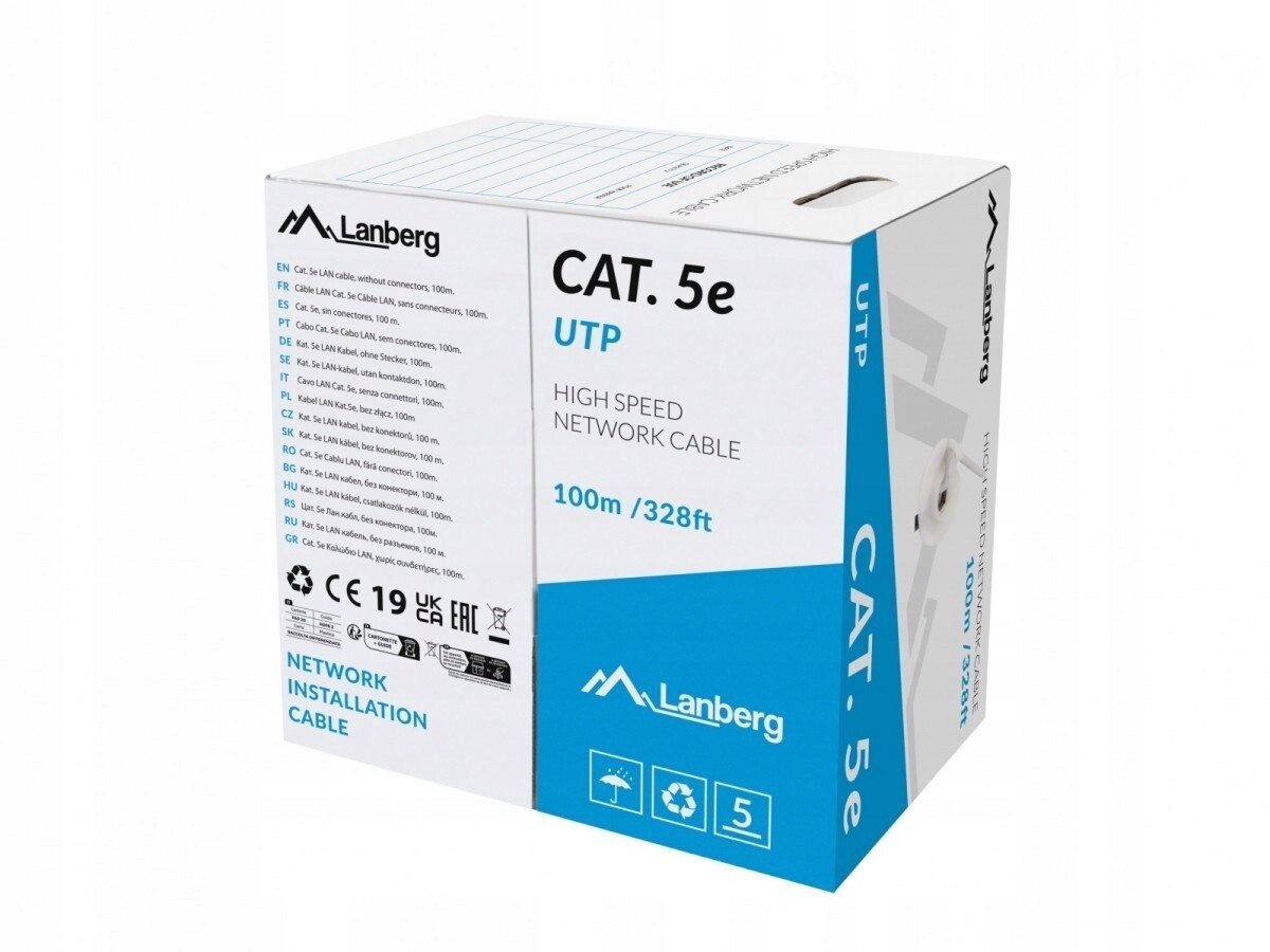 Lan kabel Utp kat.5E 100M Drát Cu šedý fluke passed