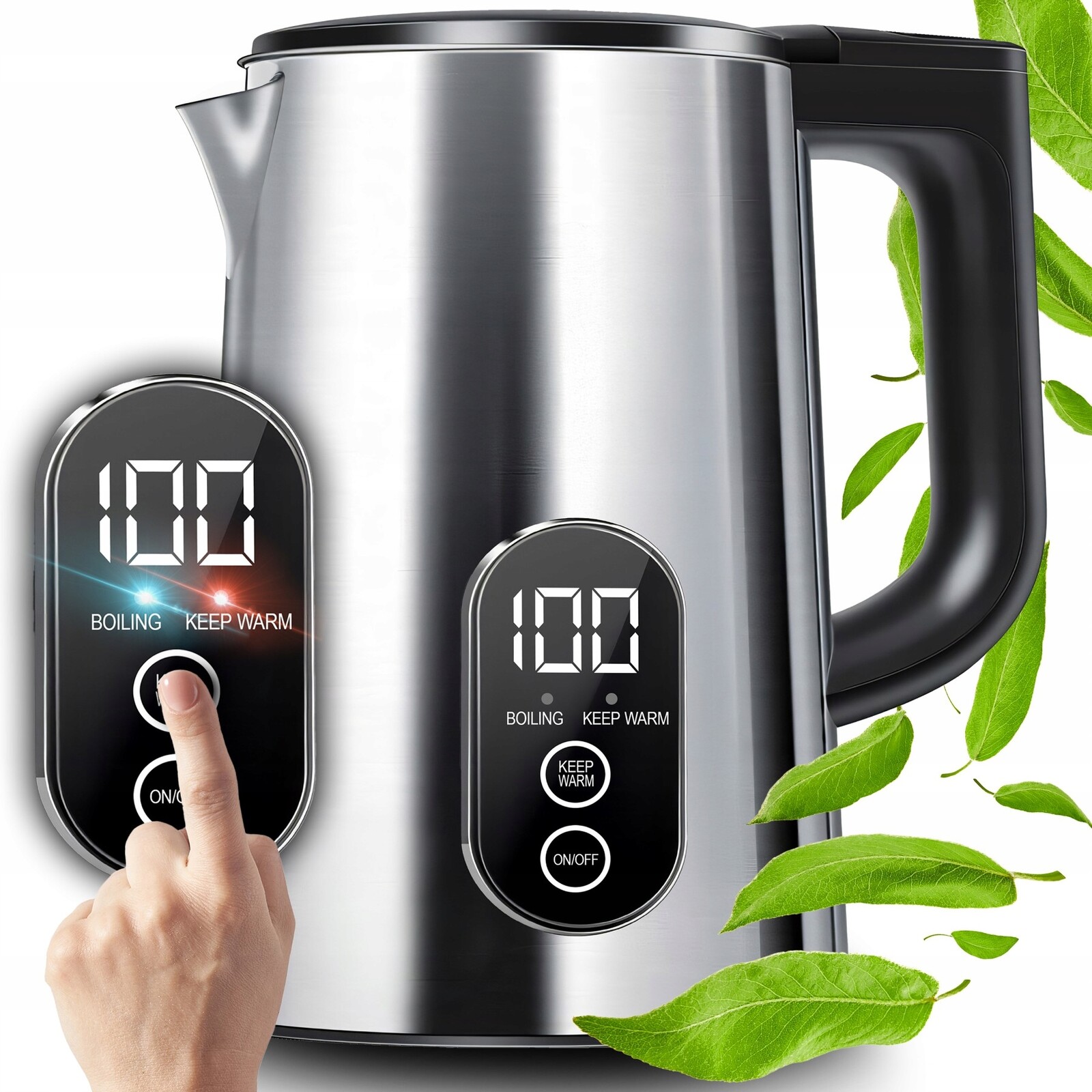 Elektrická Konvice S Regulací Teploty 1,8 L Dotyková Ocelová 1800 W