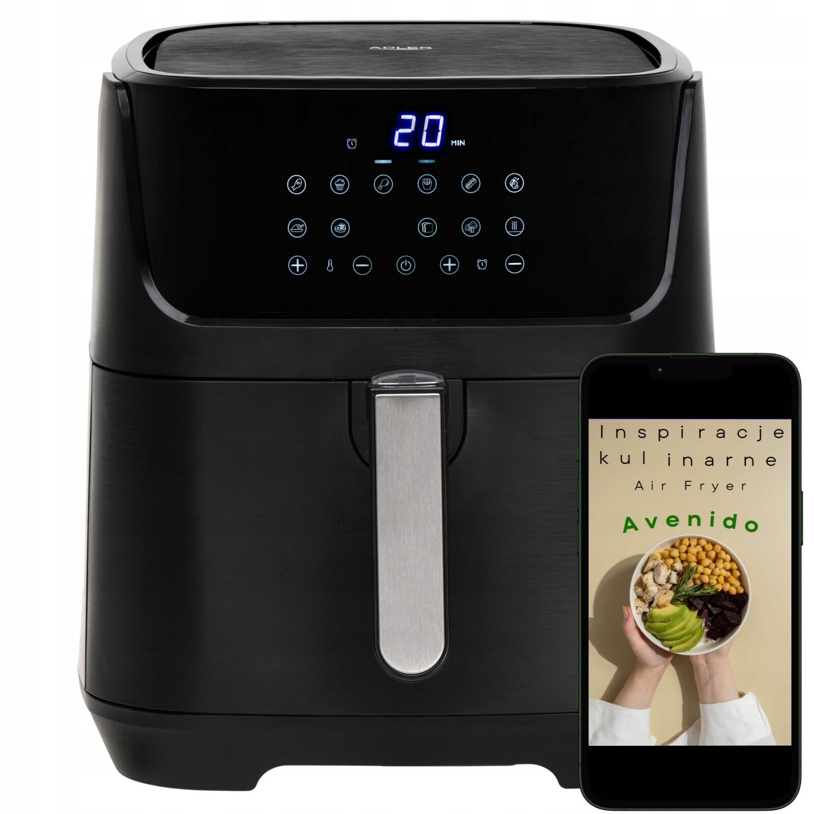 Air Fryer Fritéza bez tuku 5,5 l Fritéza XXL 2500 W 12 programů