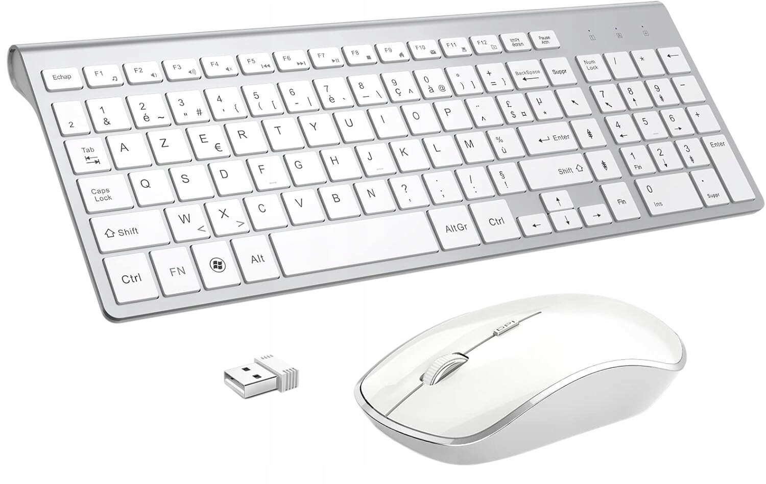 Joyaccess Sada bezdrátové klávesnice a myši Azerty 2.4 GHz Samolepky