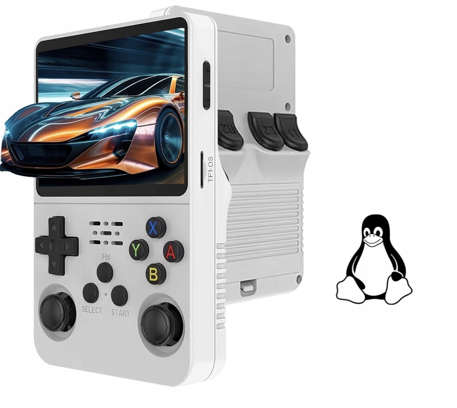 Přenosná Herní Konzole R36S Pro Retro Hry 15000 Linux 64GB Gameboy Bílá