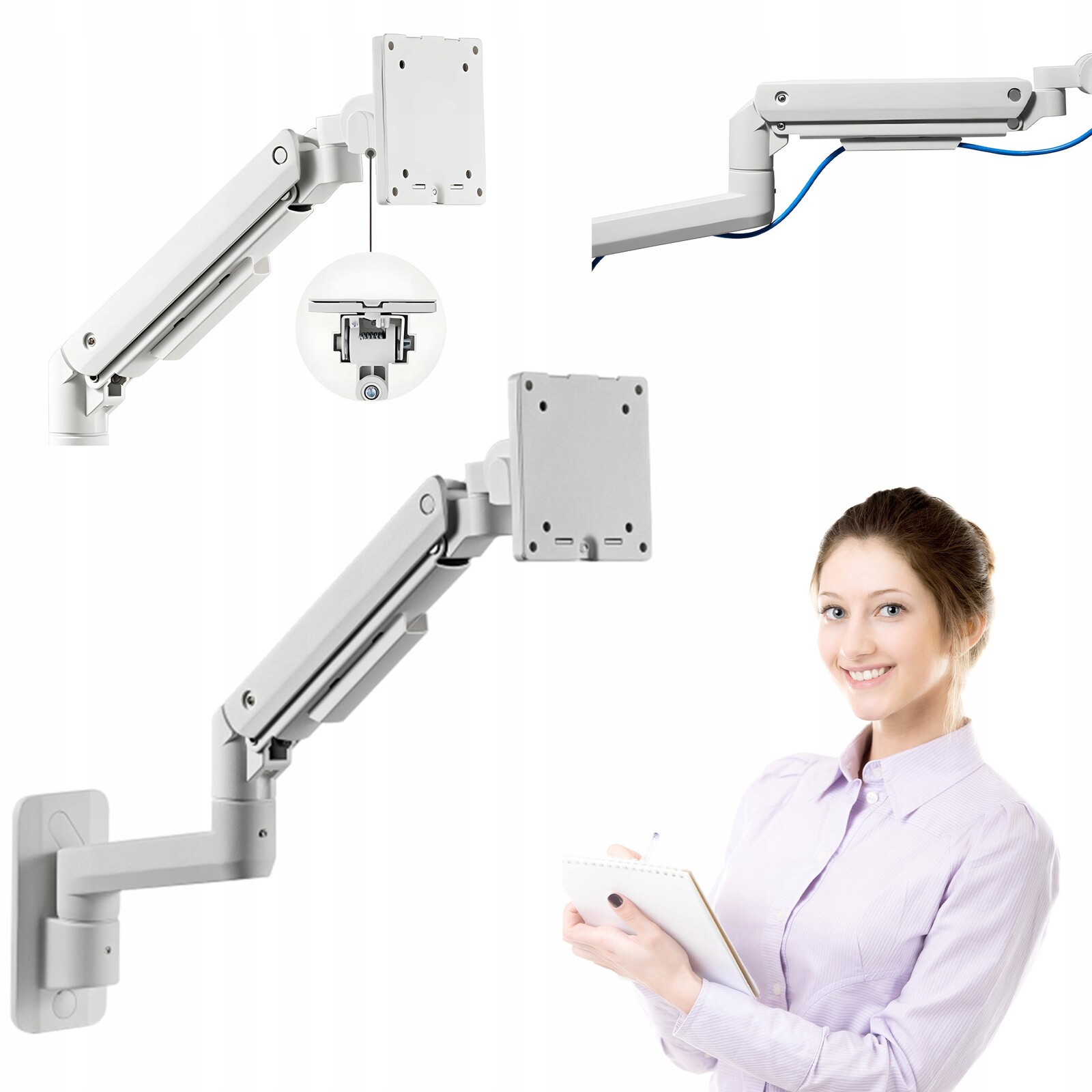 Nástěnný Držák Na Monitor, Bílý, Do 20 Kg, 17-49