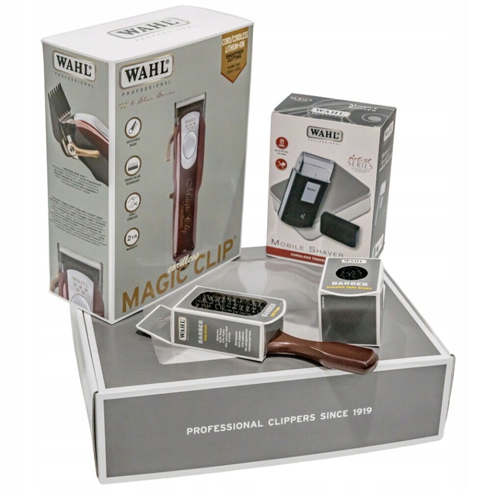 Wahl Sada Strojek Magic Clip Mobile Shaver kartáče Barber
