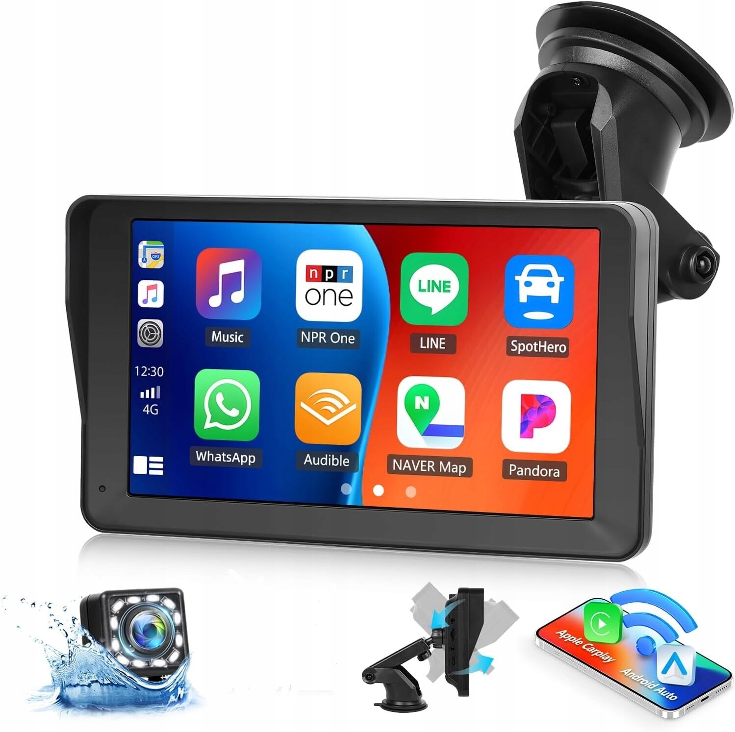 Dotykový displej do auta 7'' Navigace CarPlay Android Auto Hd Kamera