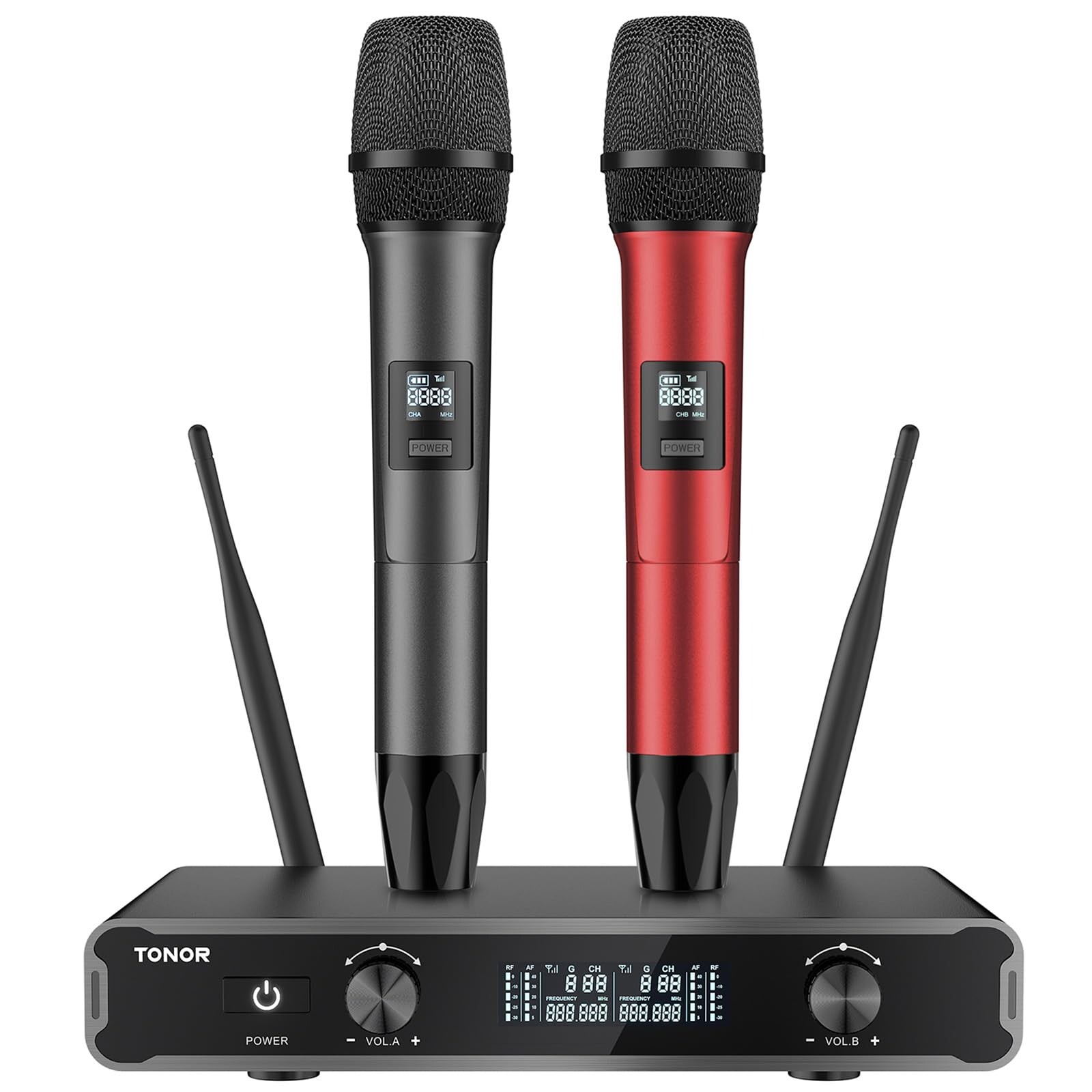 Tonor Bezdrátový mikrofon Karaoke Dualní TW450 Šedý Červený